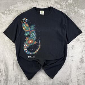 Karani Art Lizard Graphic Tee Rainbow Lizard OAXACA Black size XL